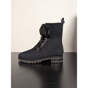 Kate Spade New York‎ Knit Combat Boots Black Ribbed Lace Up Lug Sole Womens 8B